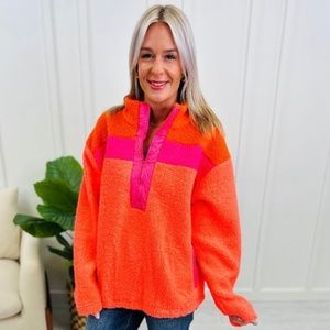 Cotton Bleu NWT Size Small Pink, Orange, and Coral Color-block Pullover